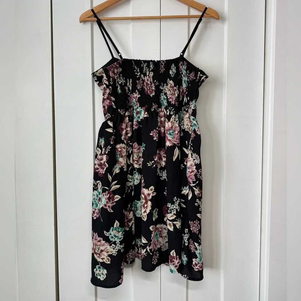Band of Gypsies Black Floral Dress, XS - Picture 2 of 5
